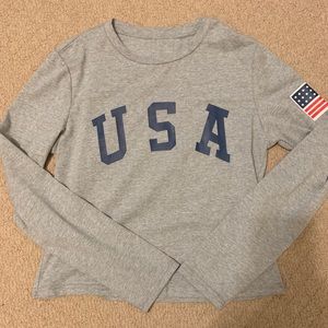 Long sleeve USA crop top